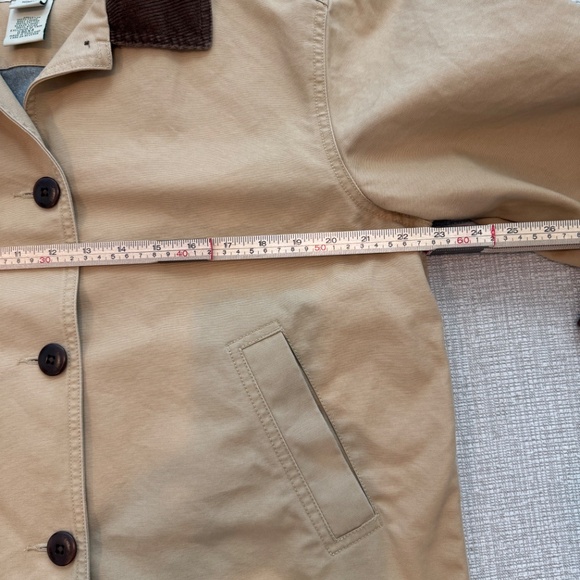 LL Bean Adirondack Chore Barn Coat Jacket Women’s Beige Corduroy Collar Cuff  L - Picture 14 of 15